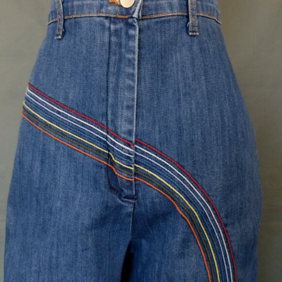 Fervour Vtg Vintage 70s Inspired Rainbow Jeans Sz 29 - Picture 4 of 7